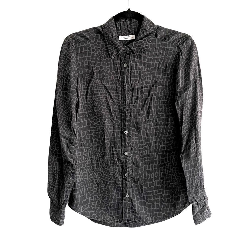 EQUIPMENT FEMME Silk Button Front Long Sleeve Silk Blouse Snake Print XS